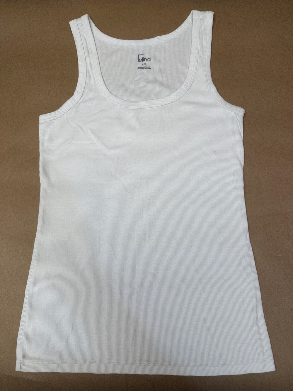 Felina White Ribbed Scoop-Neck Tank